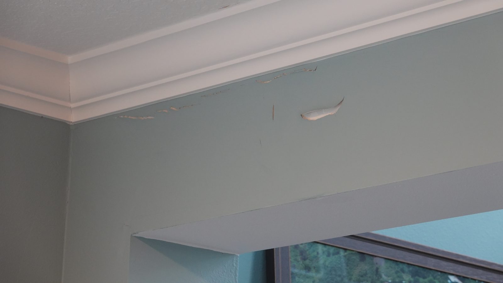 Kitchen cased opening: cracking and peeling at the top